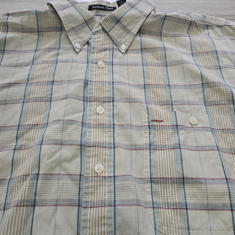 GANT Foxhunt Plaid Short Sleeve Button Front Shirt Men's XXL Tall Brown Green - Picture 4 of 10